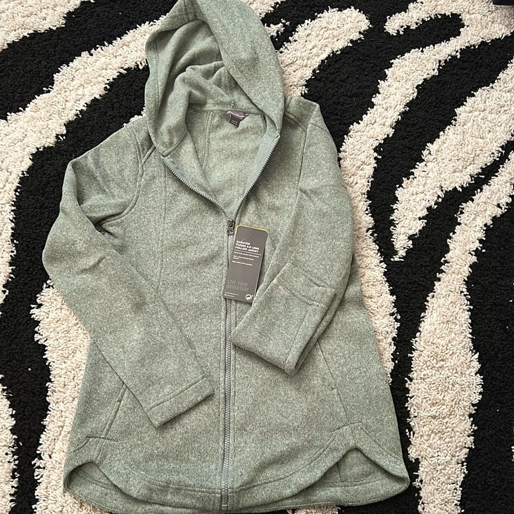 NWT EDDIE BAUER FLEECE Green Zip up Size S